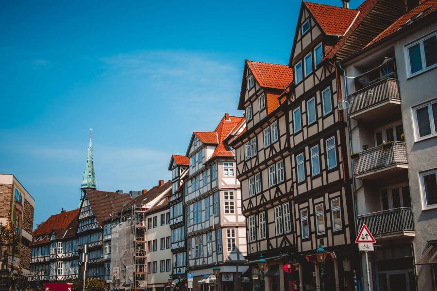 Image of half-timber buildings in Hamburg, Germany