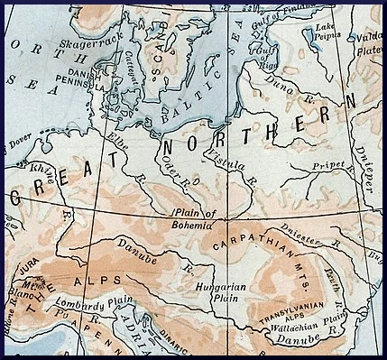Physical Map of Central Europe