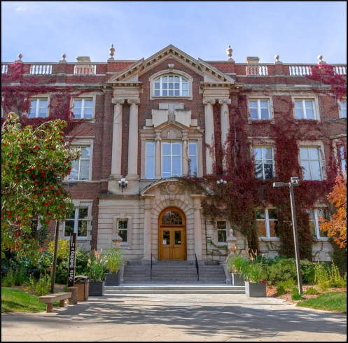 Image of the façade of the Arts and Convocation Hall at the University of Alberta, home of the Wirth Institute