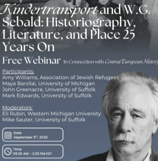 Image of poster for a webinar on W.G. Sebald and the Kindertransport